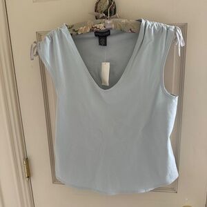 BANANA REPUBLIC SLEEVELESS V-NECK TOP WITH SHOULDER SHIRRING RIBBONS=XL/NWT